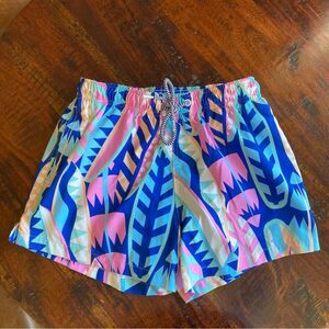 Men's Boardies Swim Trunks, Size small - Blue and pink surf boards